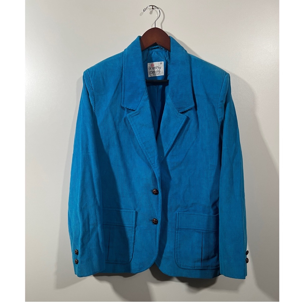 Vintage Corduroy Blazer in Peacock Blue Kathy Davis Size 14